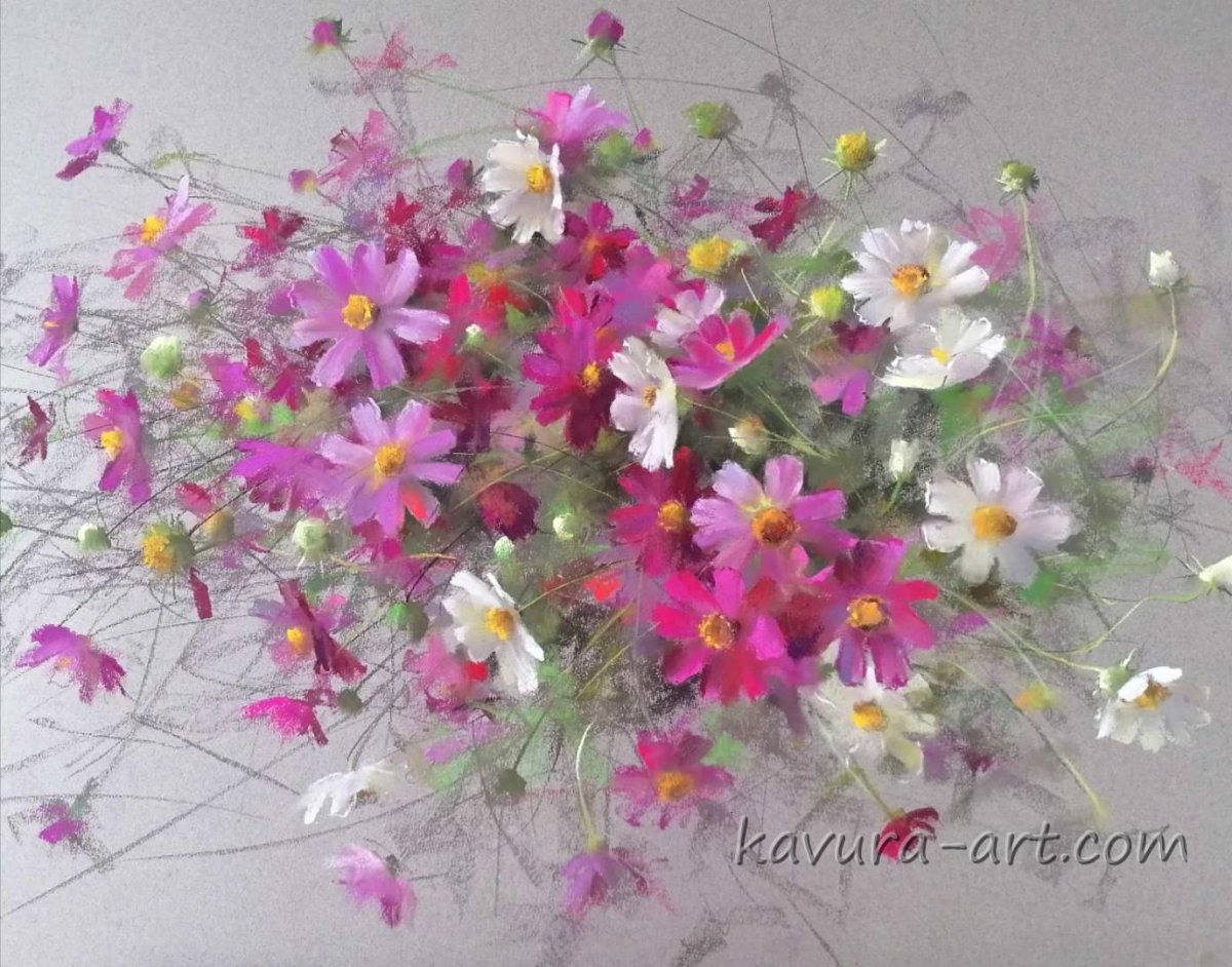 Космея пастелью