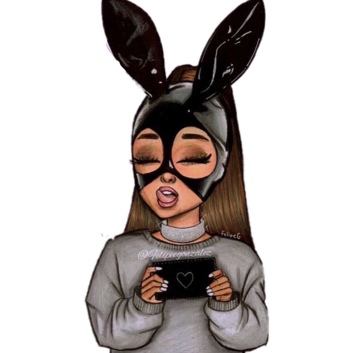 Ариана Гранде в маске зайца арт