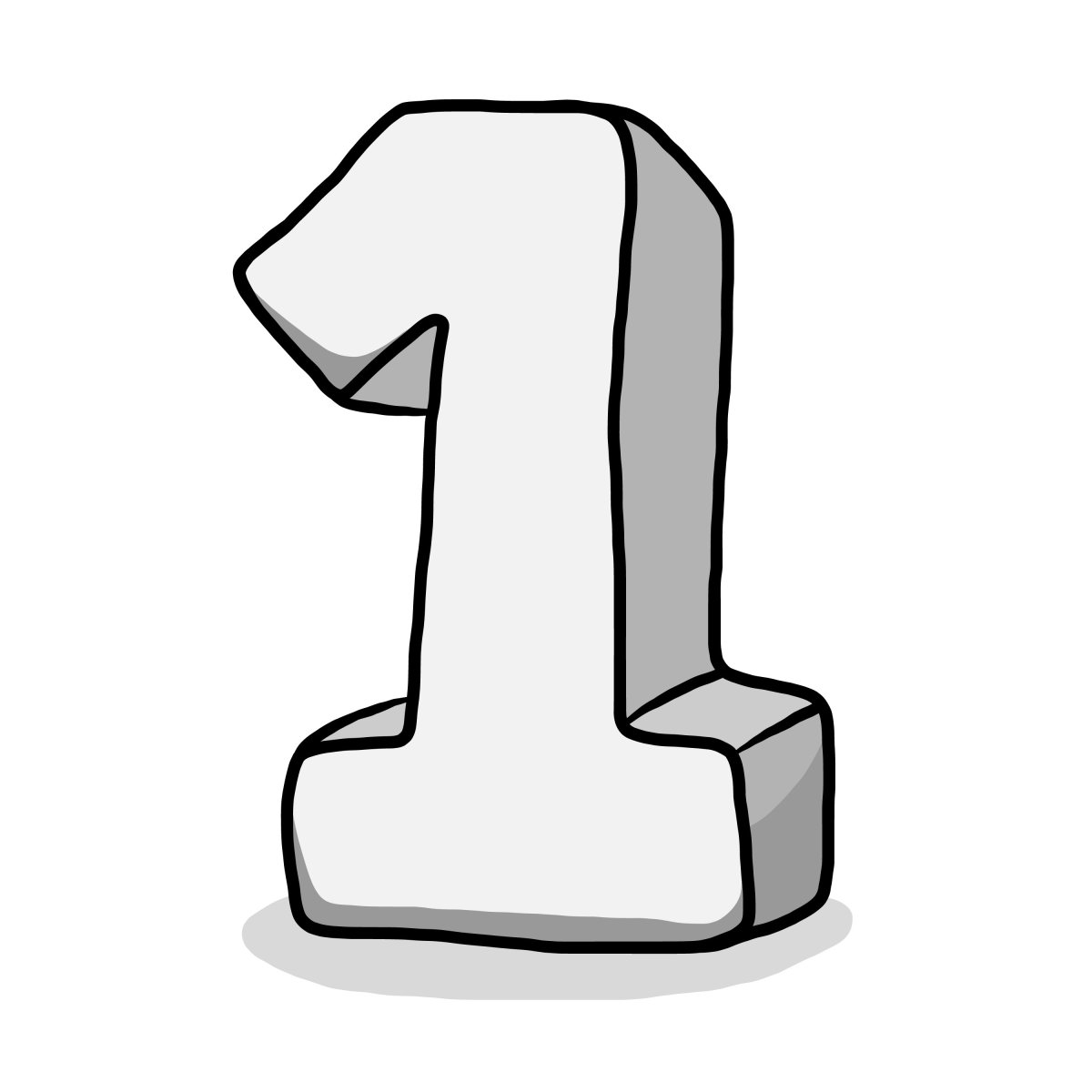 Цифра 1 на прозрачном фоне