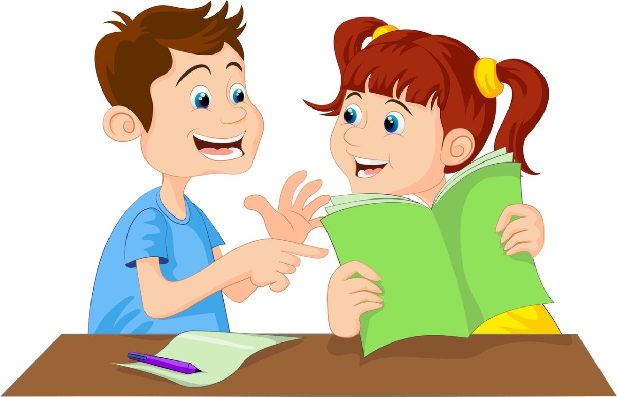 Ученики в парах мультяшные