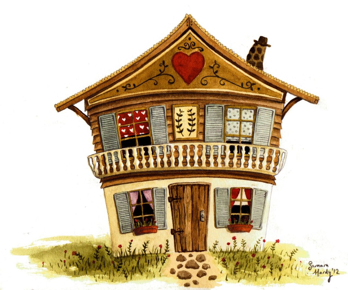 Акварельные домики сказочные