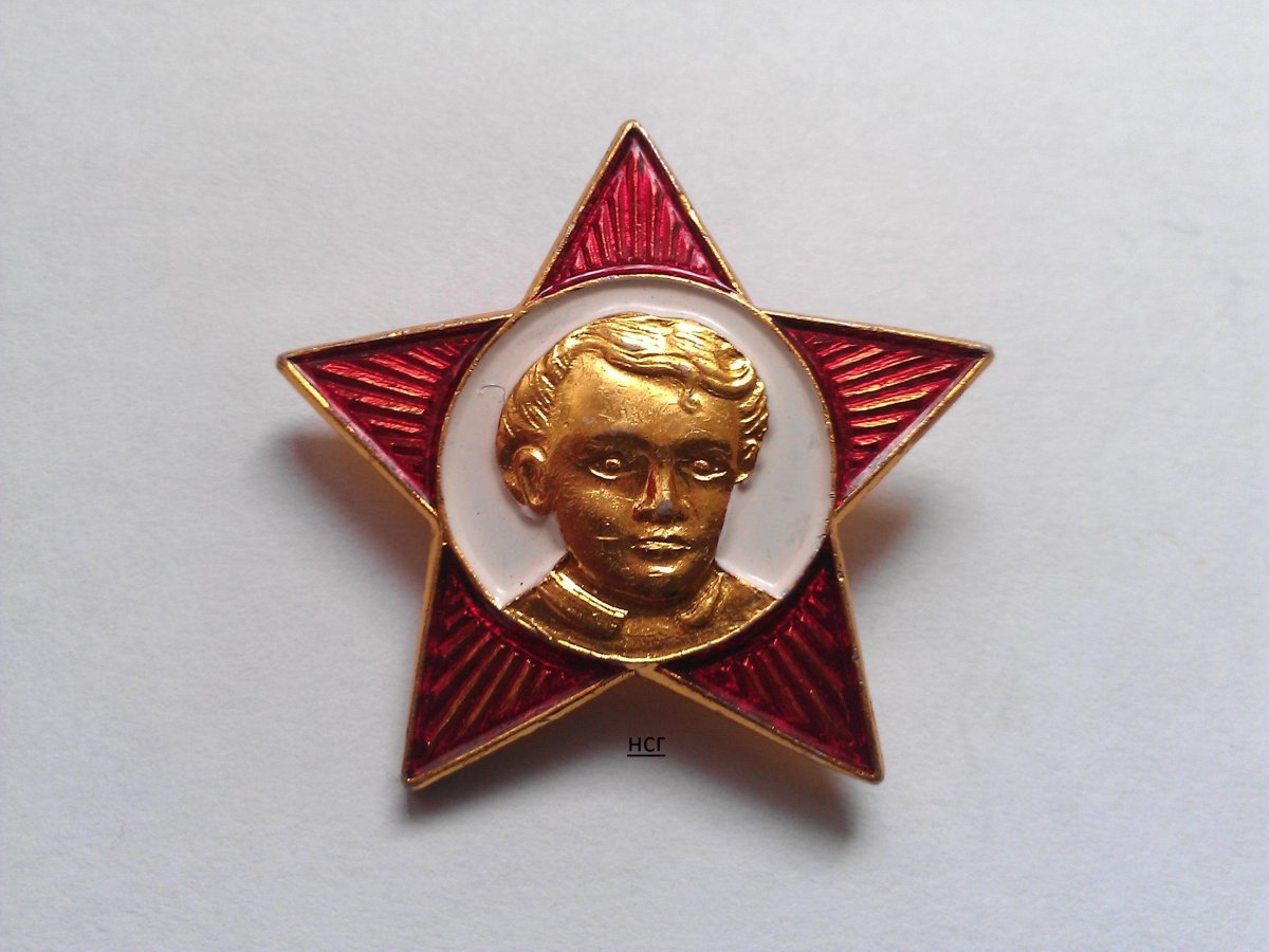 Октябрятская Звездочка на фоне флага