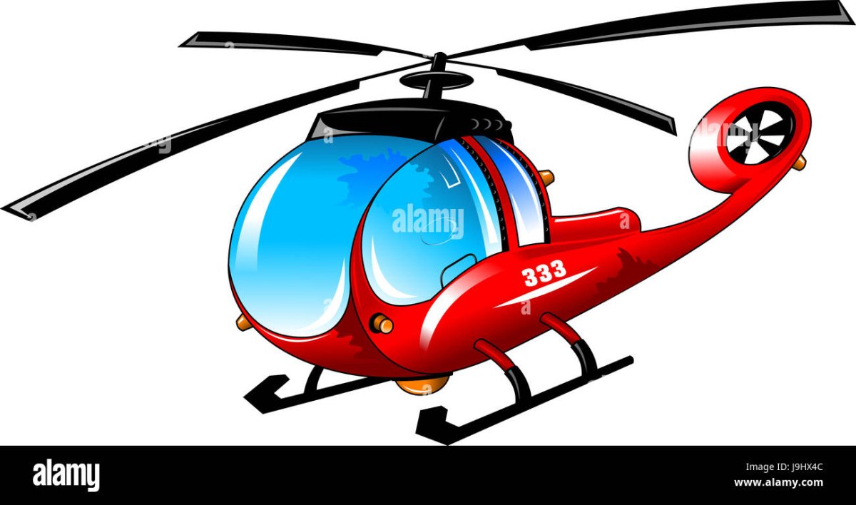 Вертолет мультяшный на белом фоне