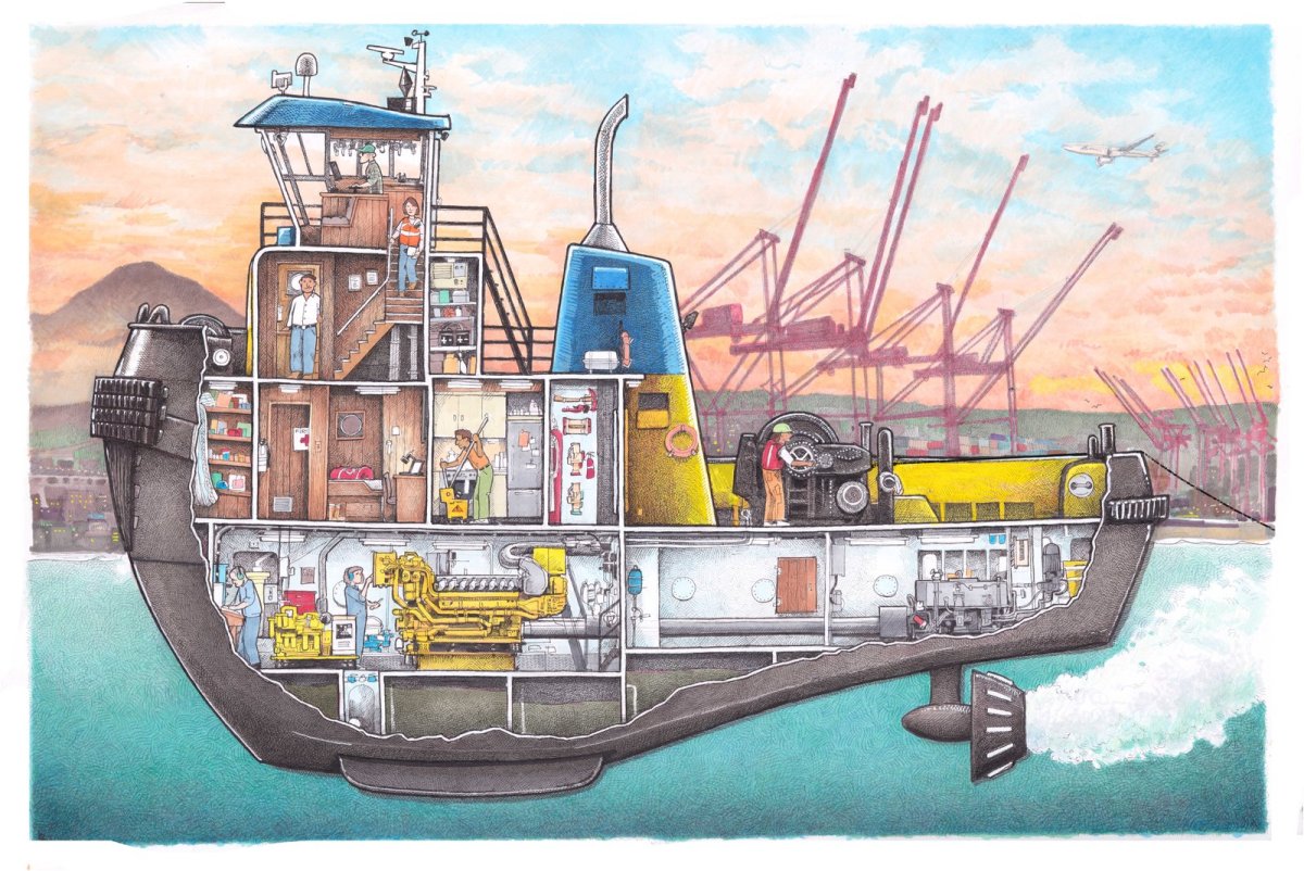 Судно с контейнерами вектор