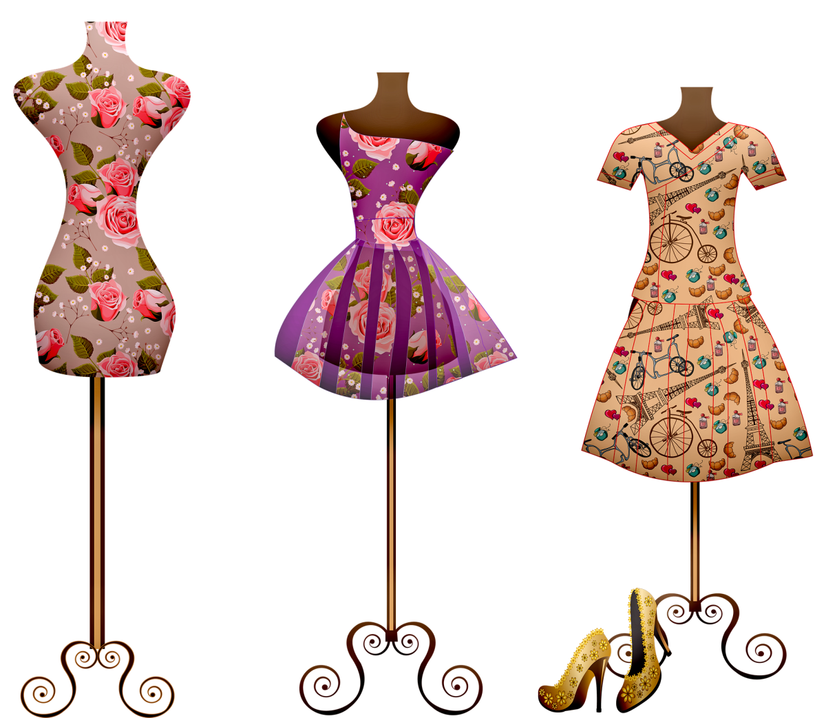 Швейные манекены на белом фоне