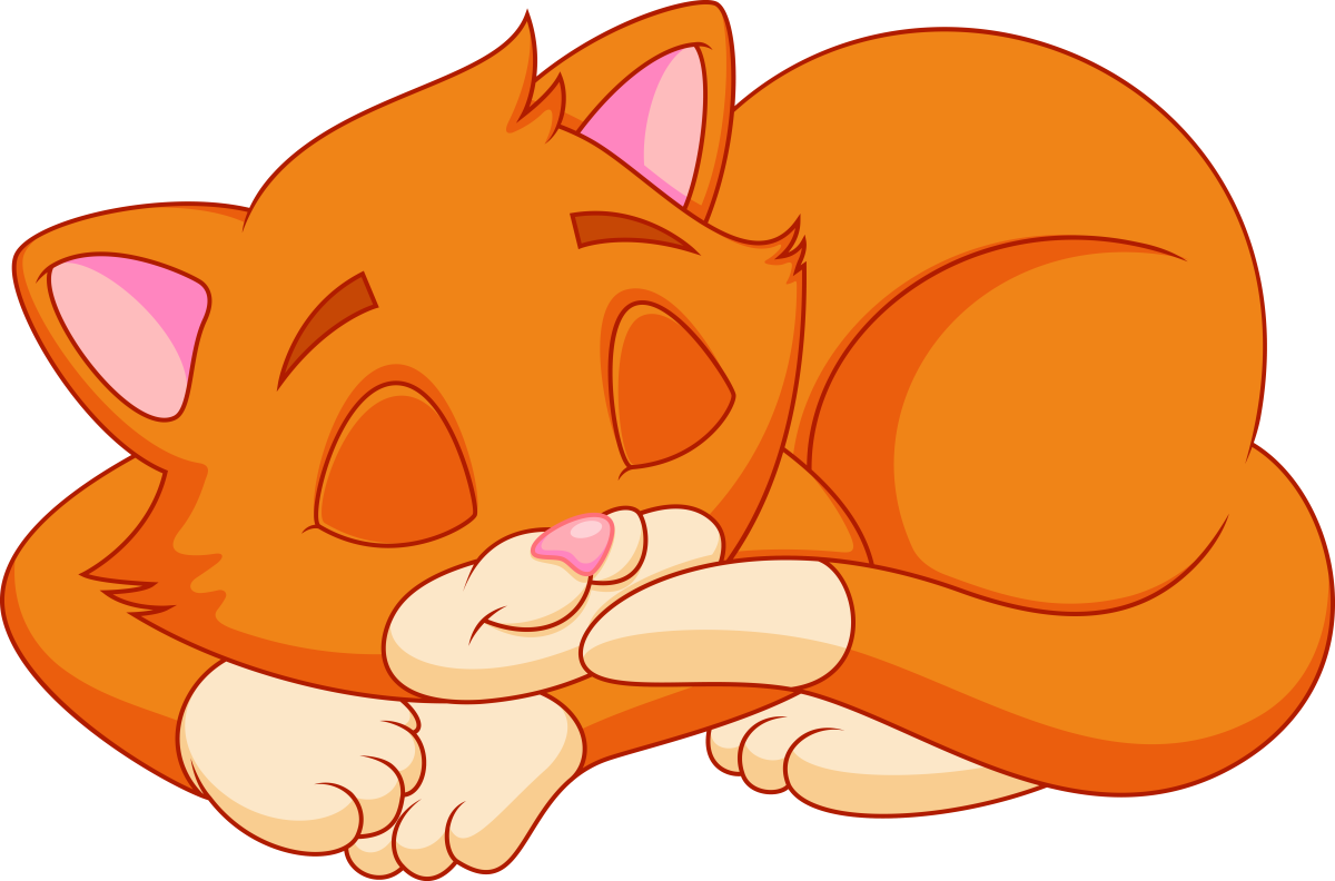 Кошка спит мультяшная