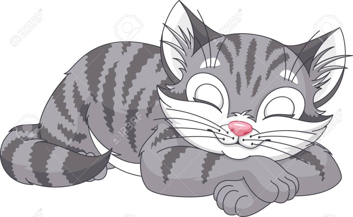 Серая кошка мультяшная