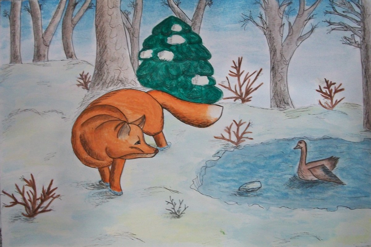 Рисование Мамина Сибиряка серая шейка