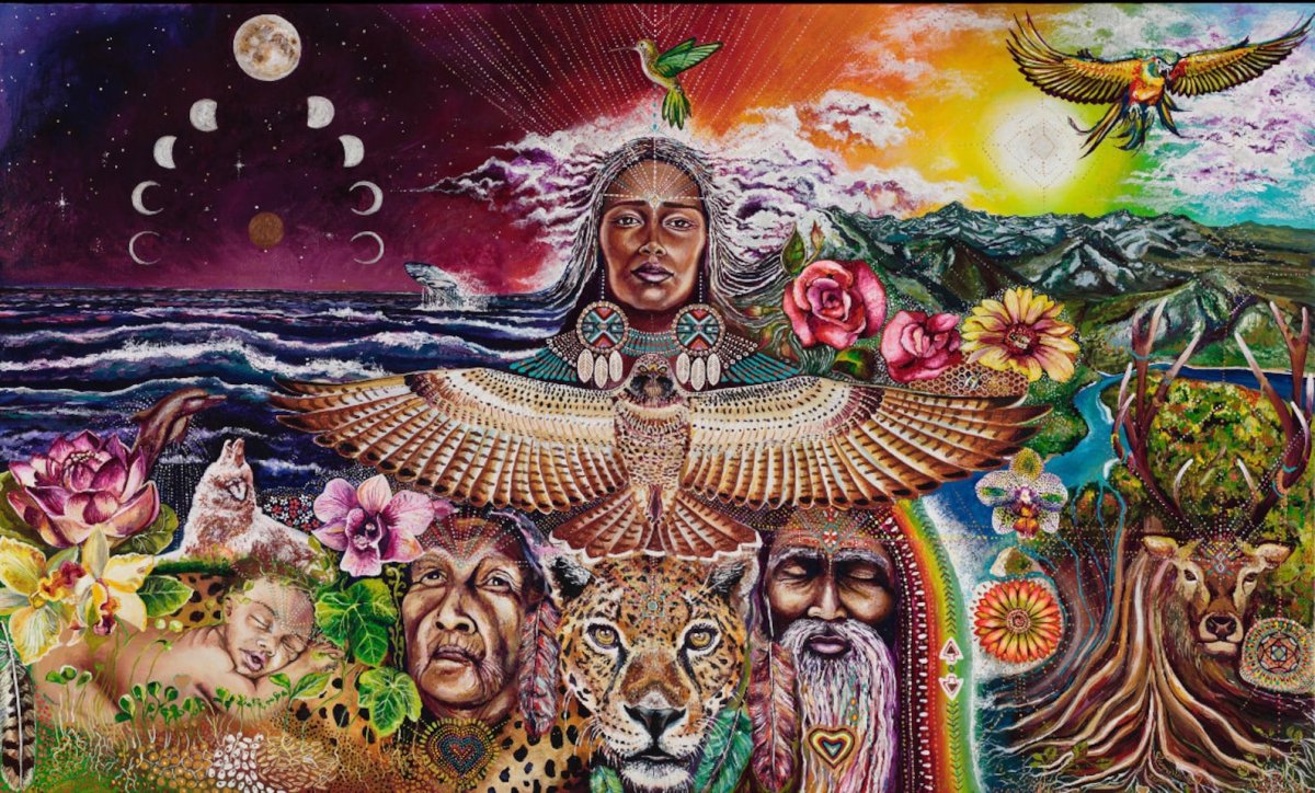 Индейцы у костра арт