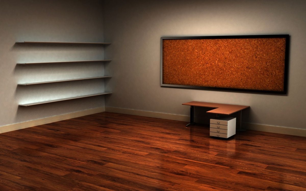 Комната с полками на рабочий стол