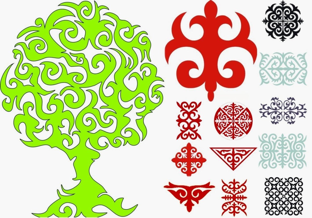 Казахский орнамент желтый