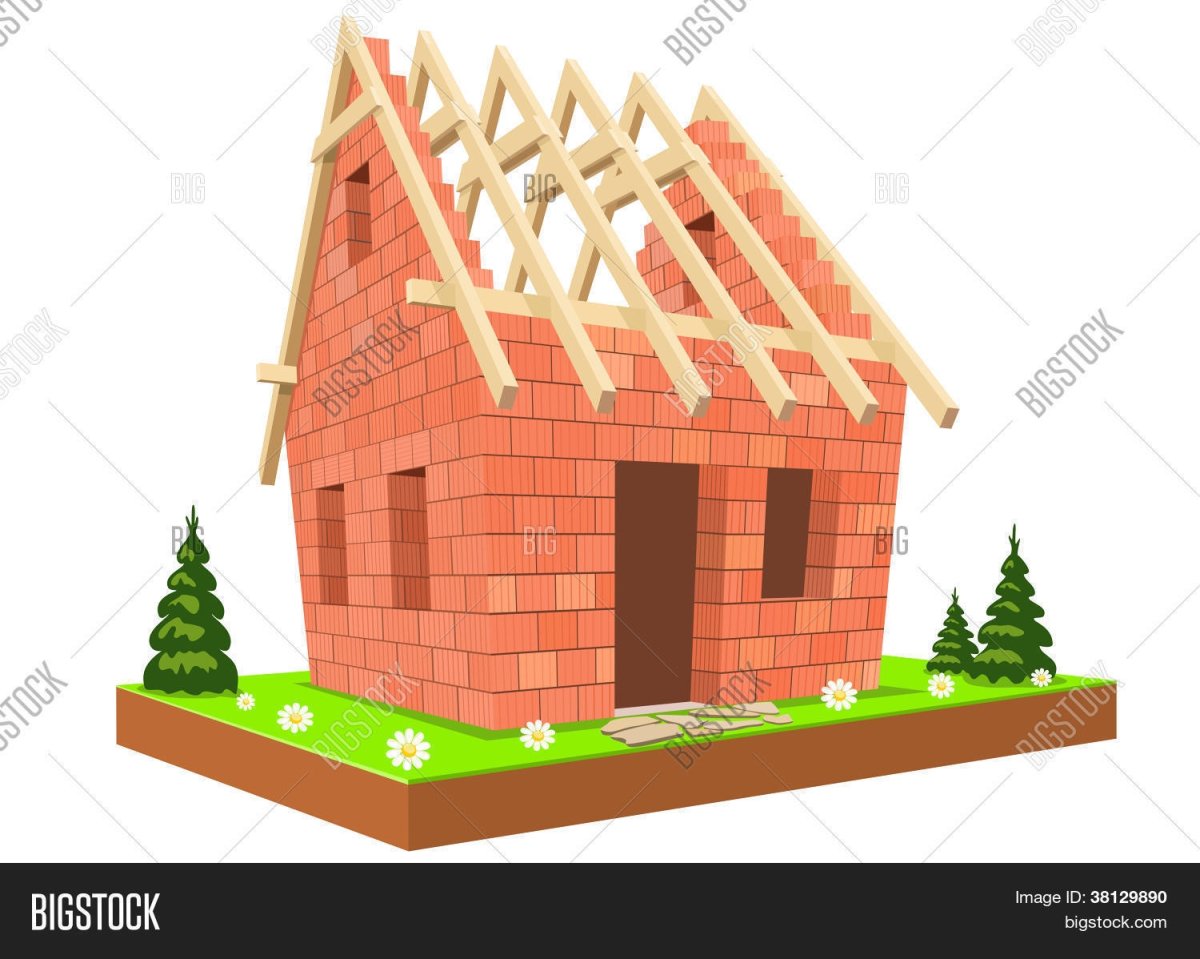 Кирпичный домик мультяшный