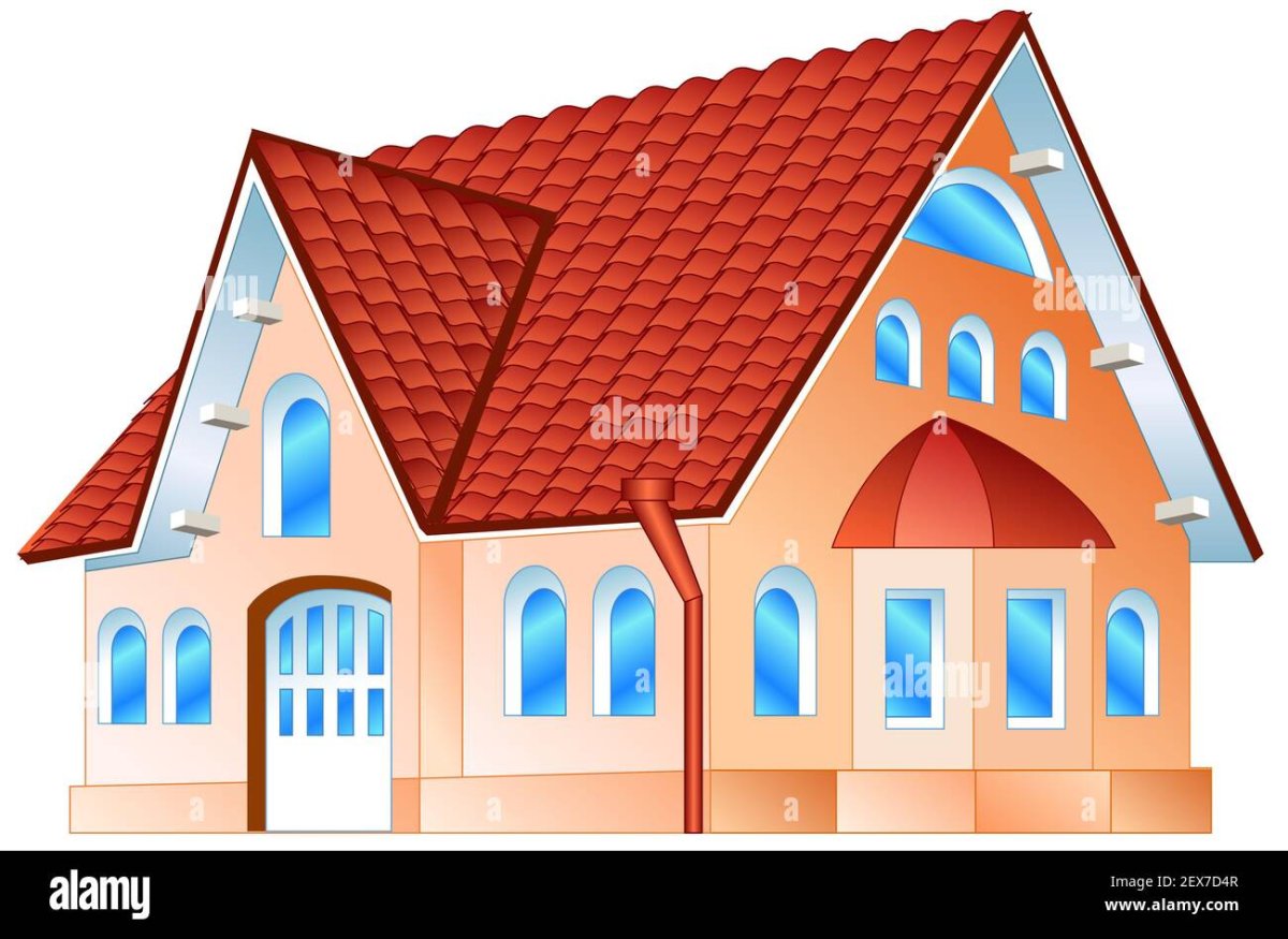 Мультяшный дом с черепицей