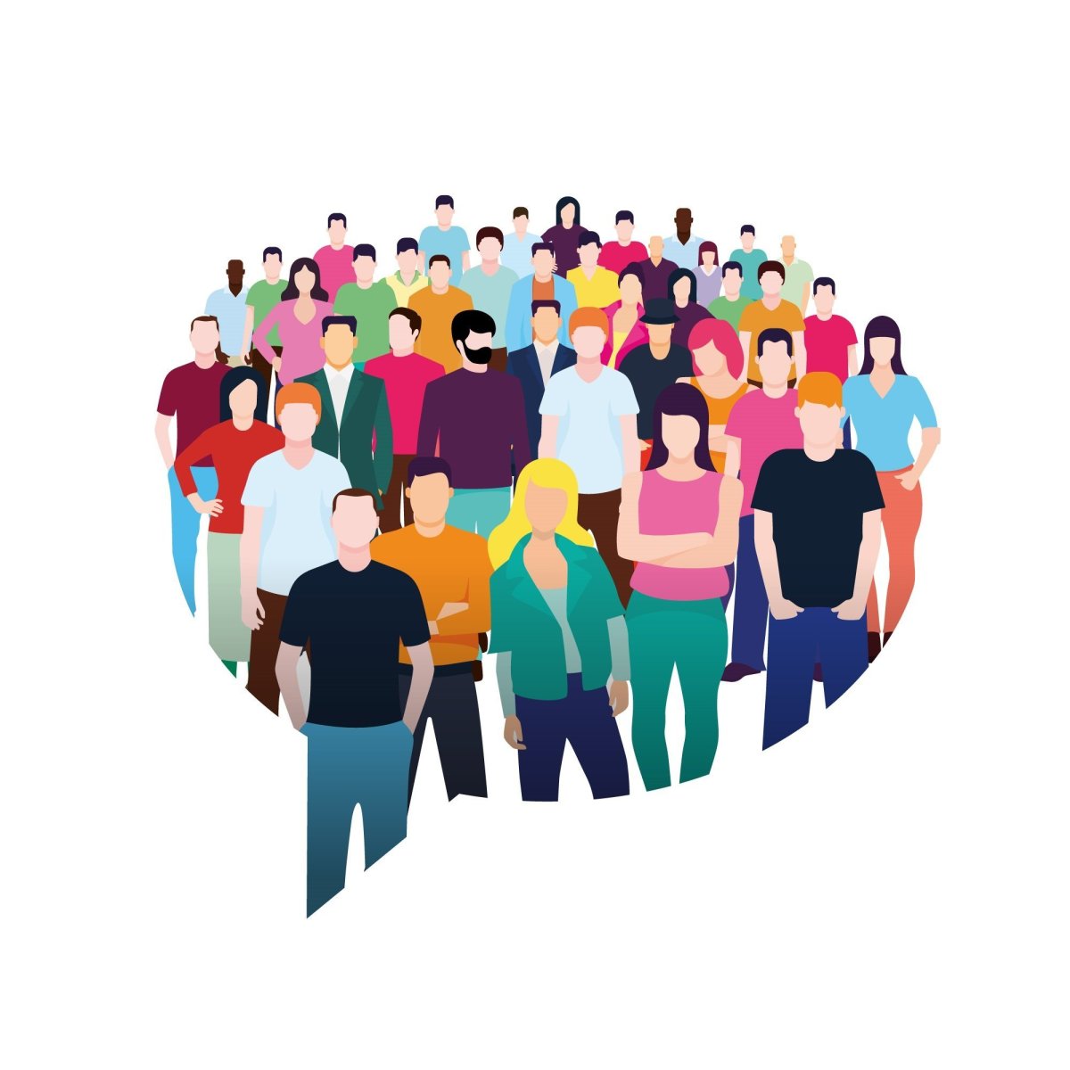 Много людей на белом фоне