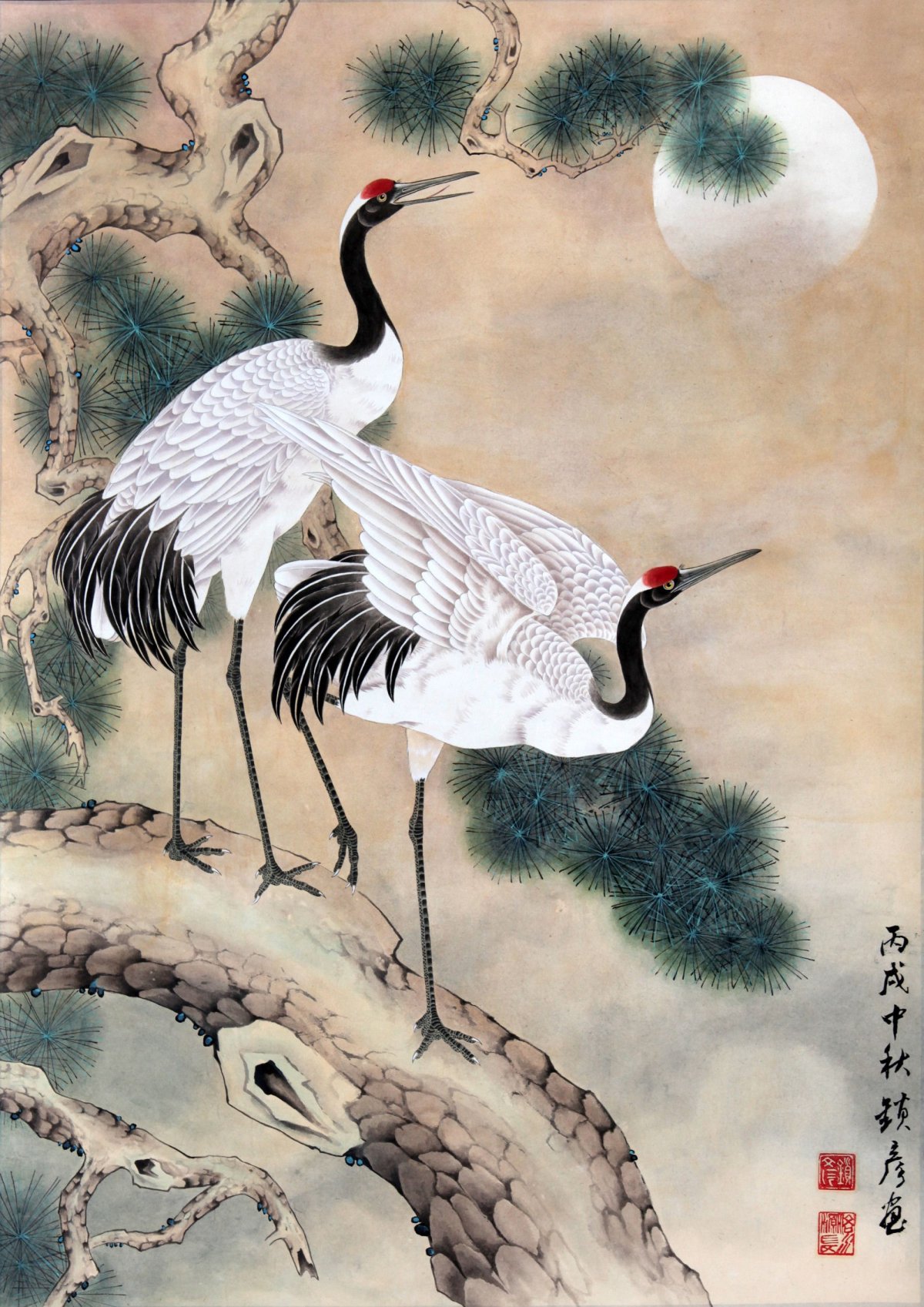 Цапли на озере в тумане