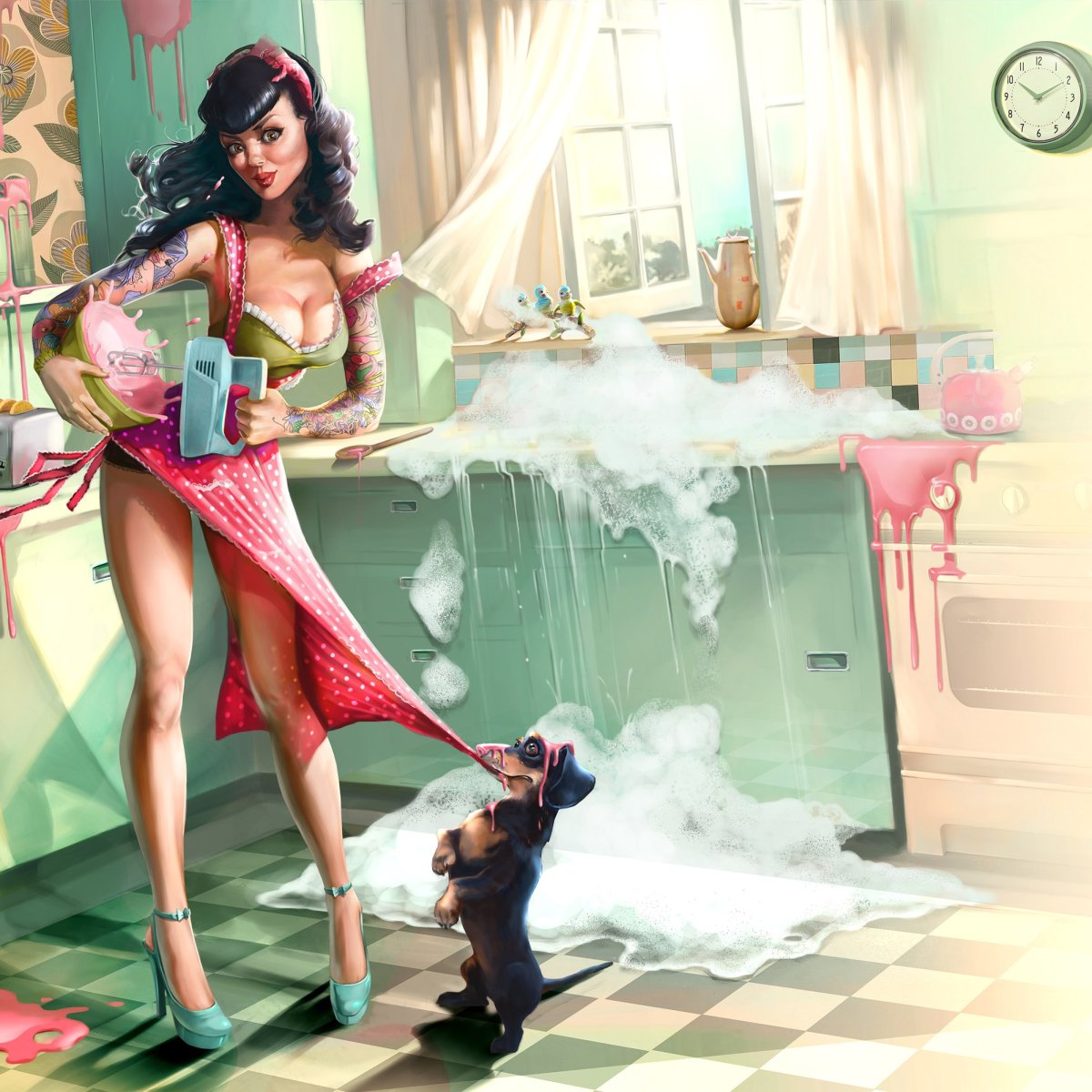 Девушка у плиты