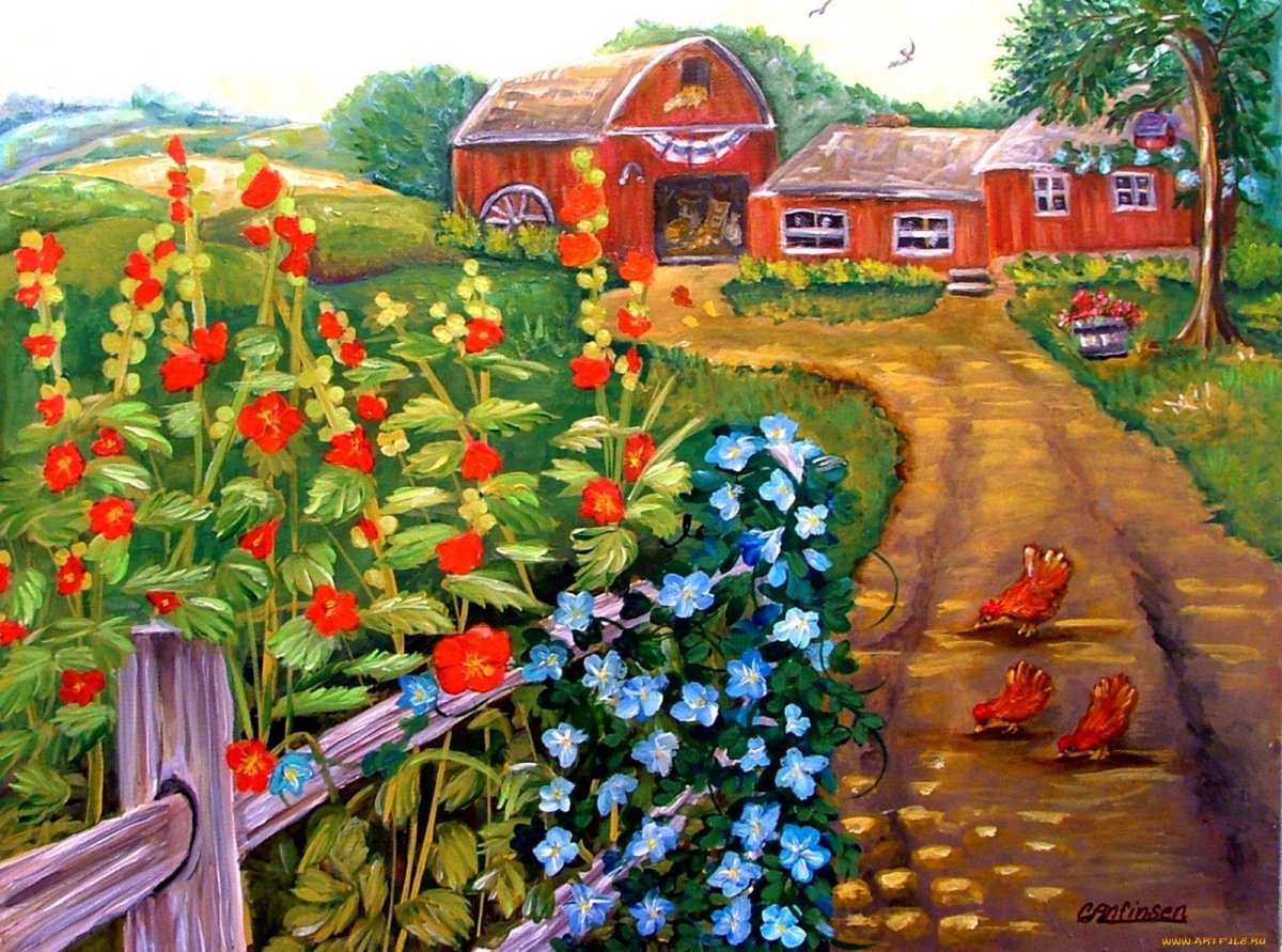Деревенский пейзаж для детей