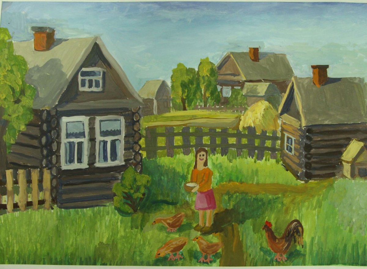 Нарисовать деревню