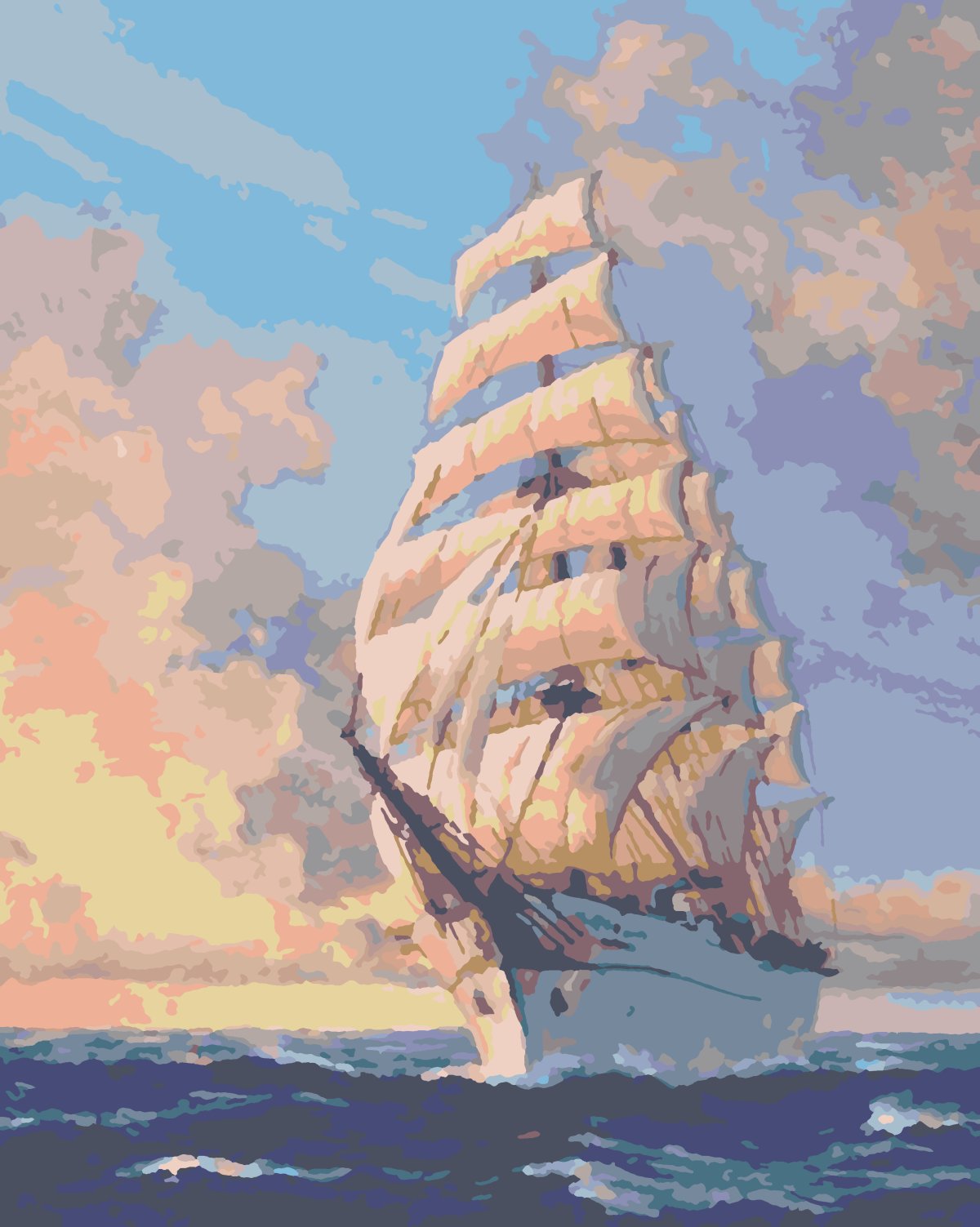 Силуэт корабля с парусами