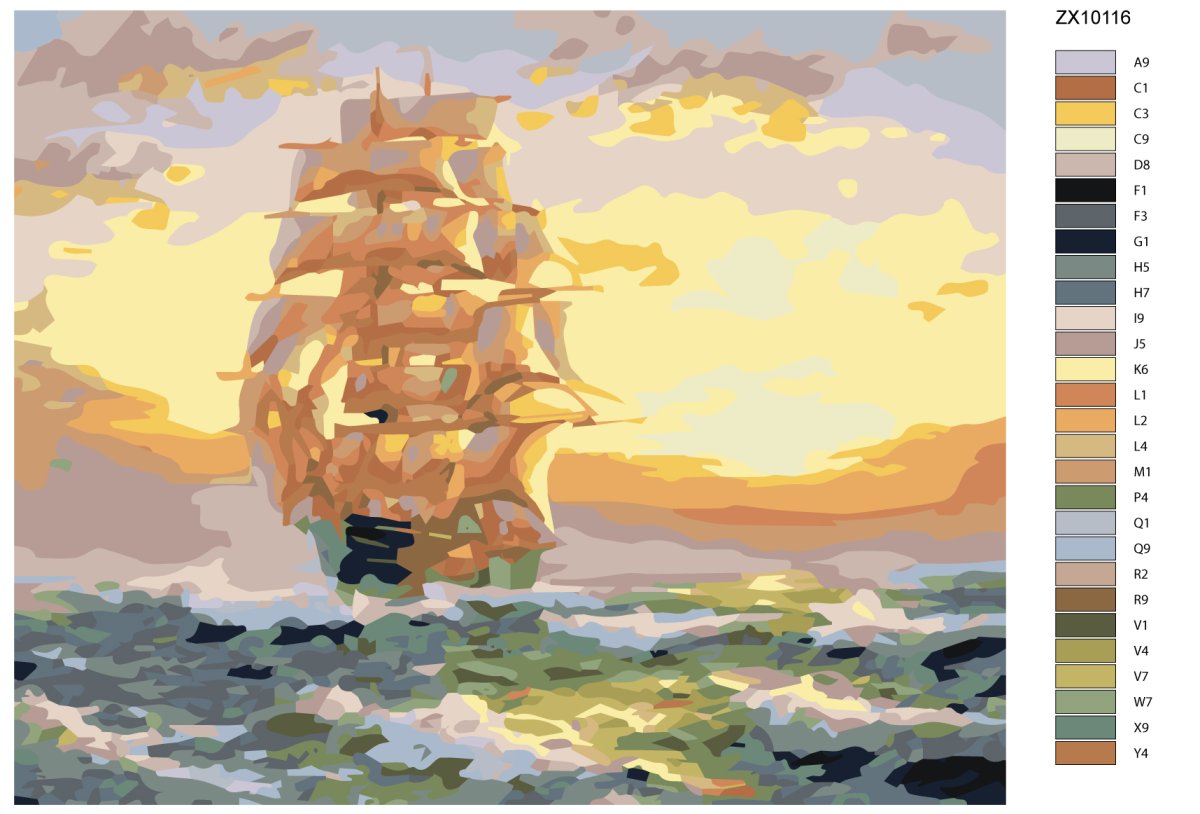 Силуэт парусника в море