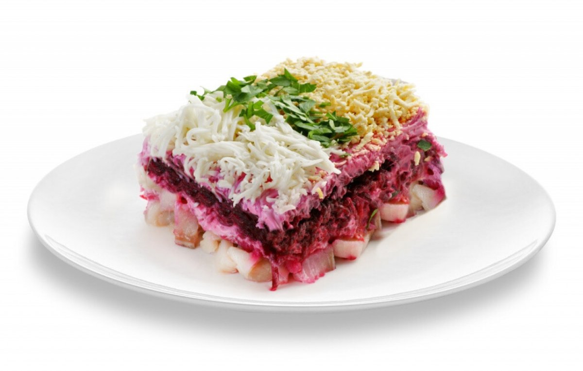 Сельдь под шубой в форме для выпечки