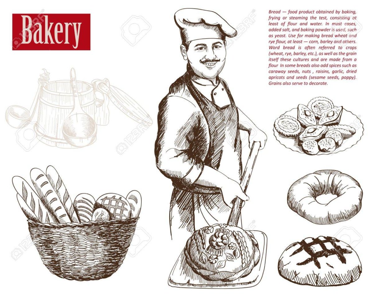 Рисунок пекаря с хлебом