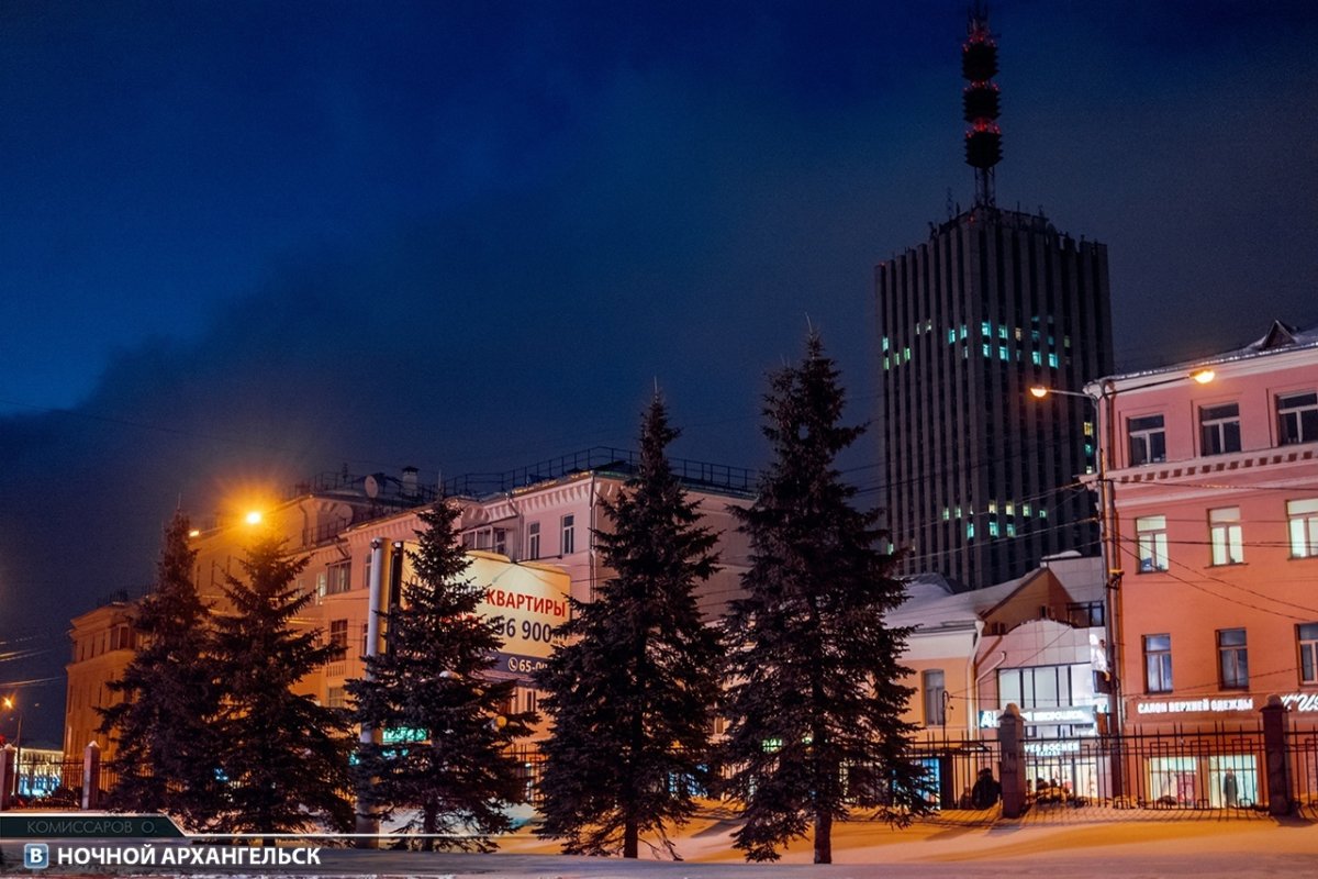 Ночной Архангельск с реки