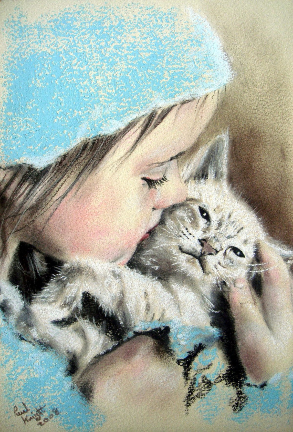 Котик на руках у девочки