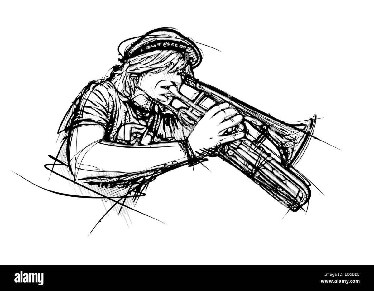 Мальчик трубит в трубу