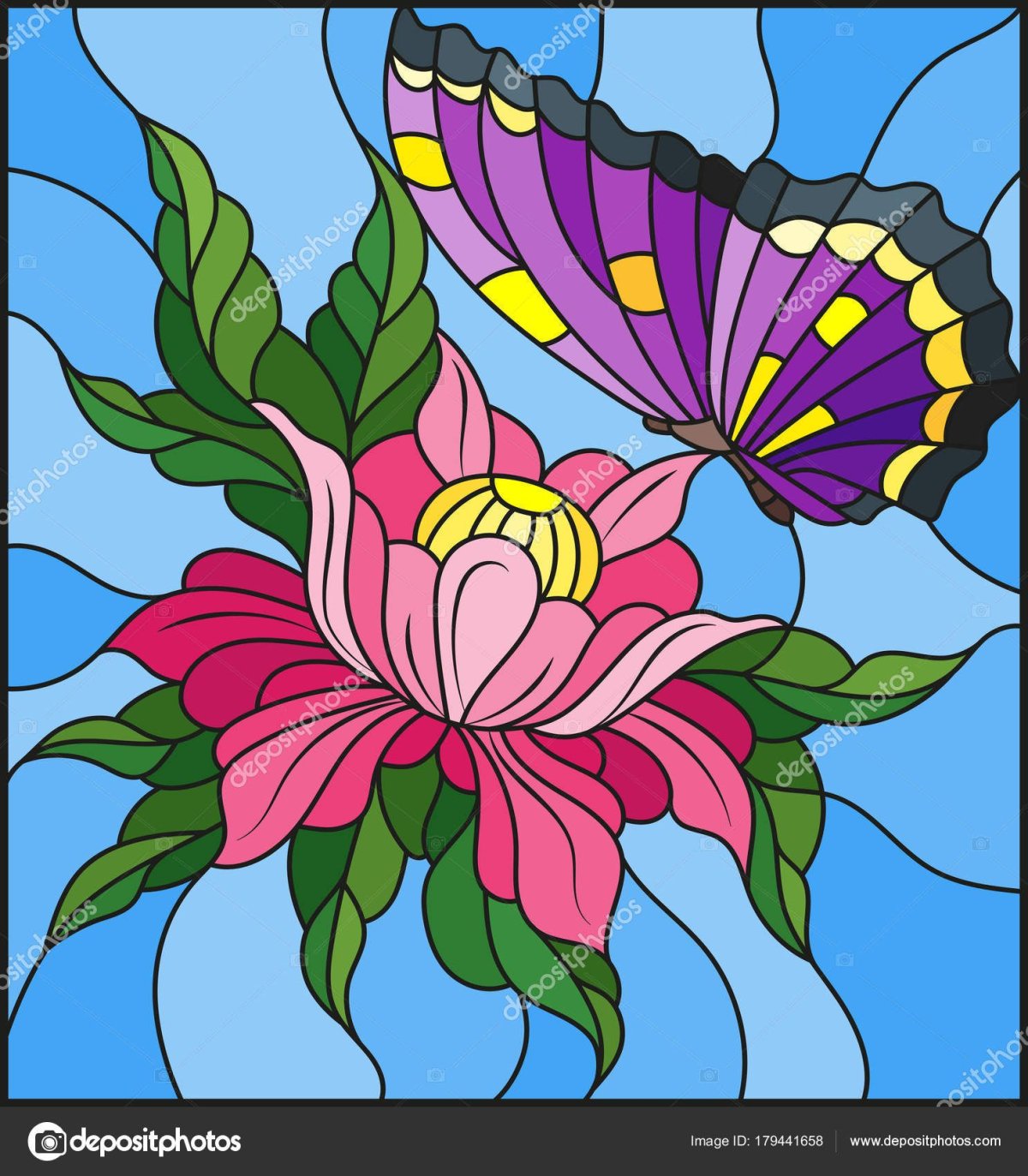 Витражные картинки для раскрашивания цветные