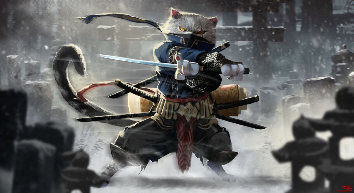 Кот в самурайских доспехах