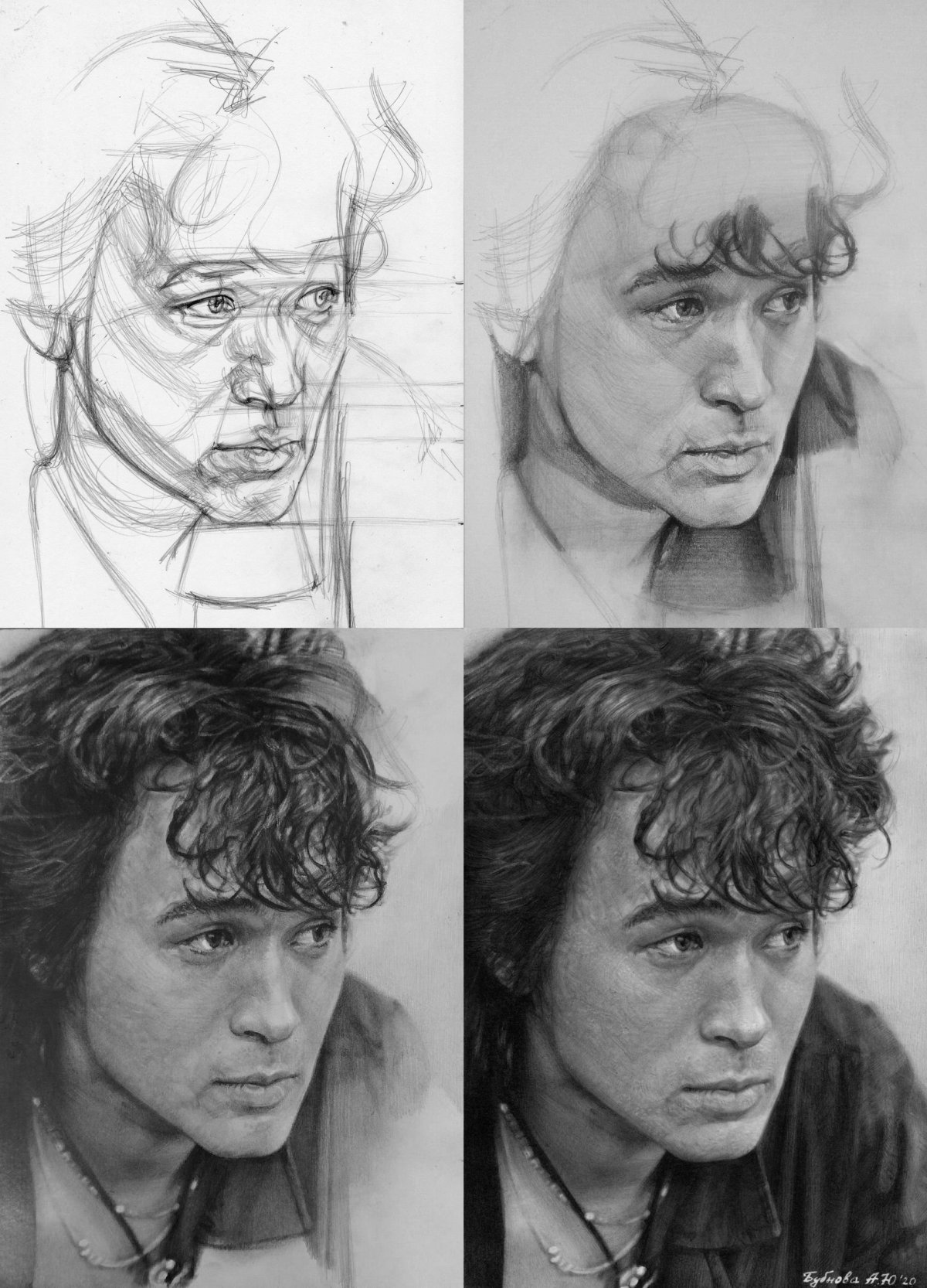 Виктор Цой портрет карандашом