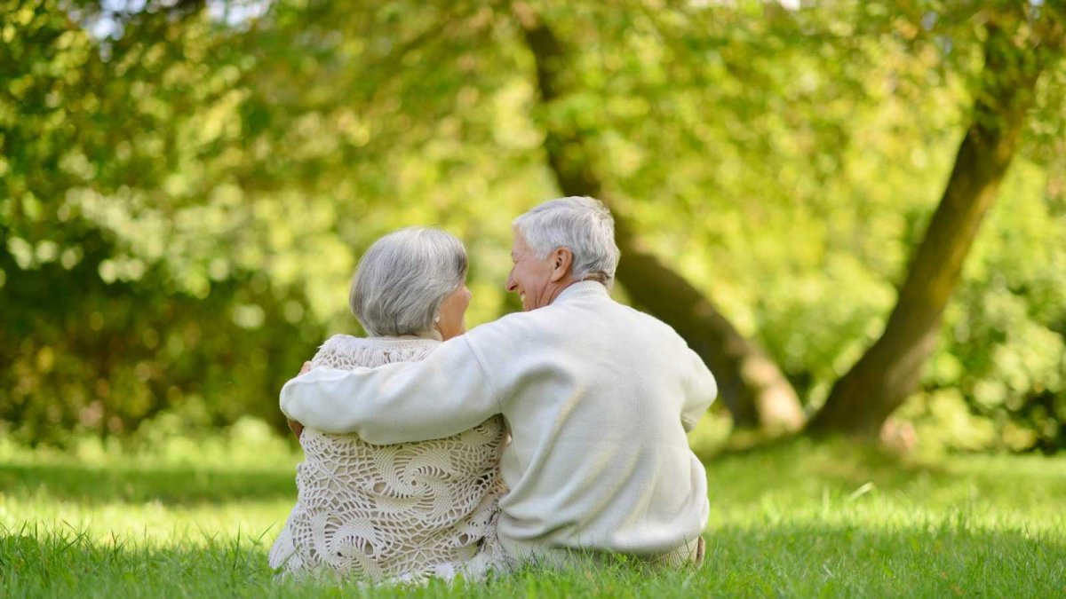 Бабушка и дедушка на природе