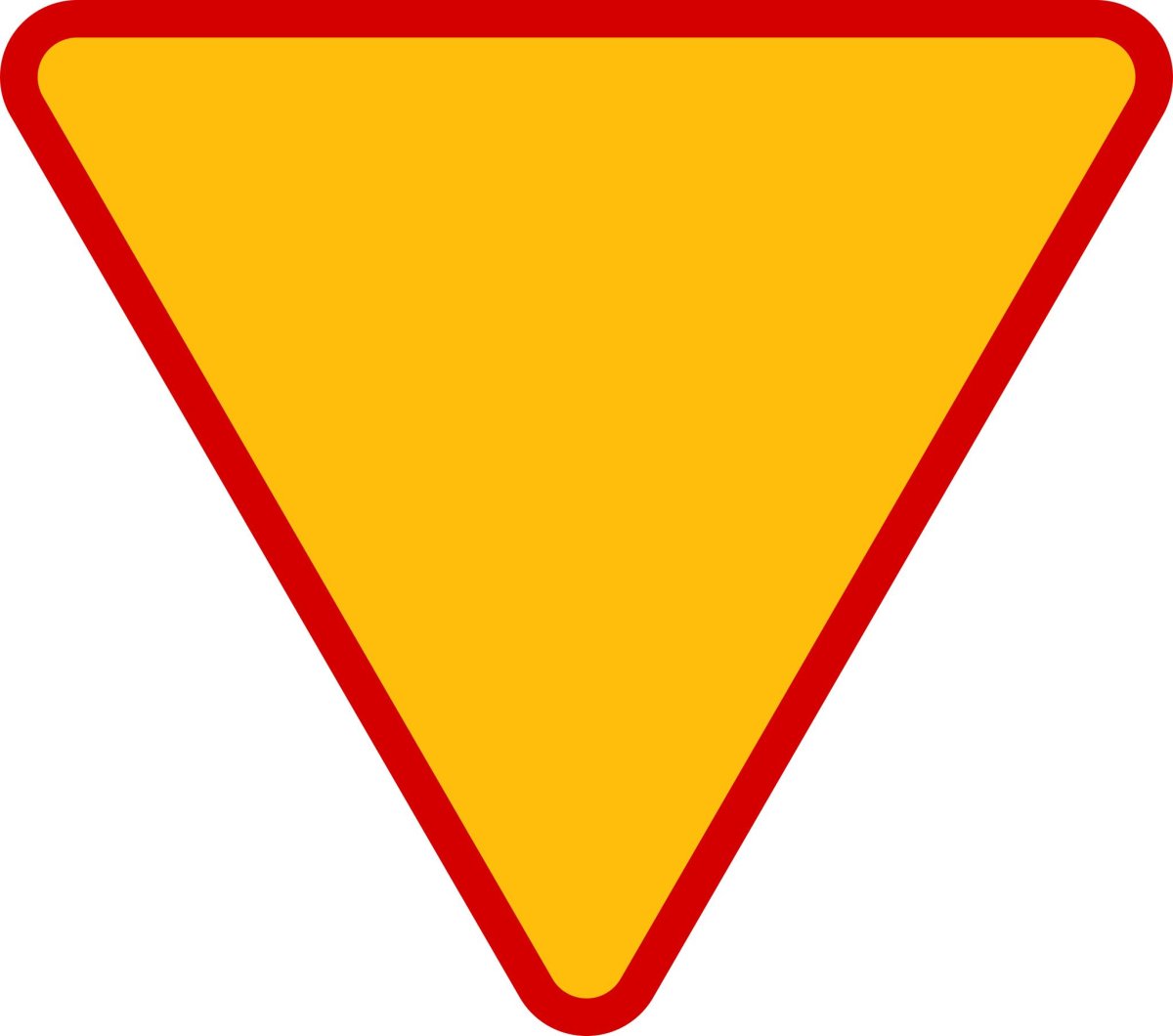 Дорожный знак желтый треугольник