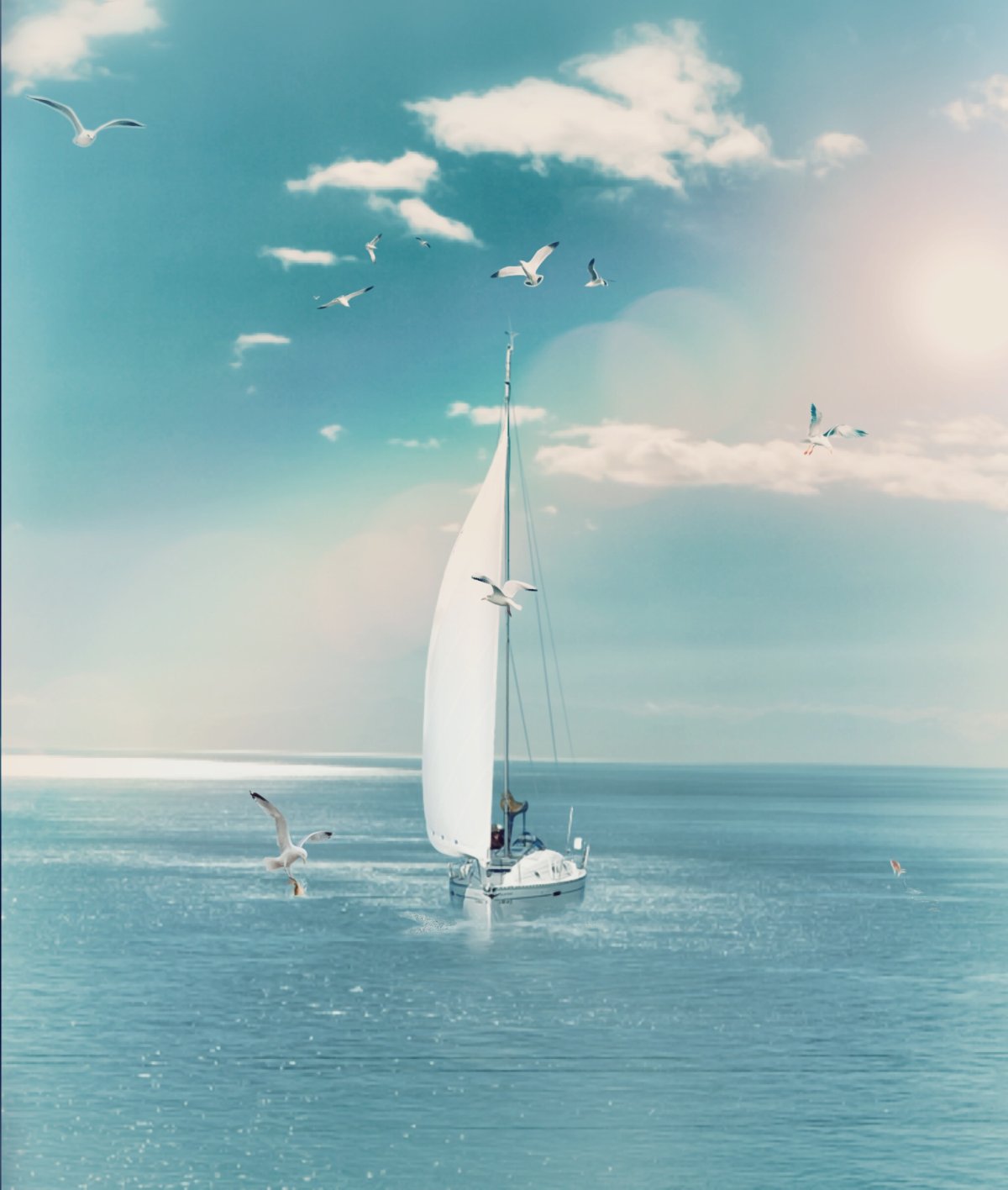 Фон море яхта