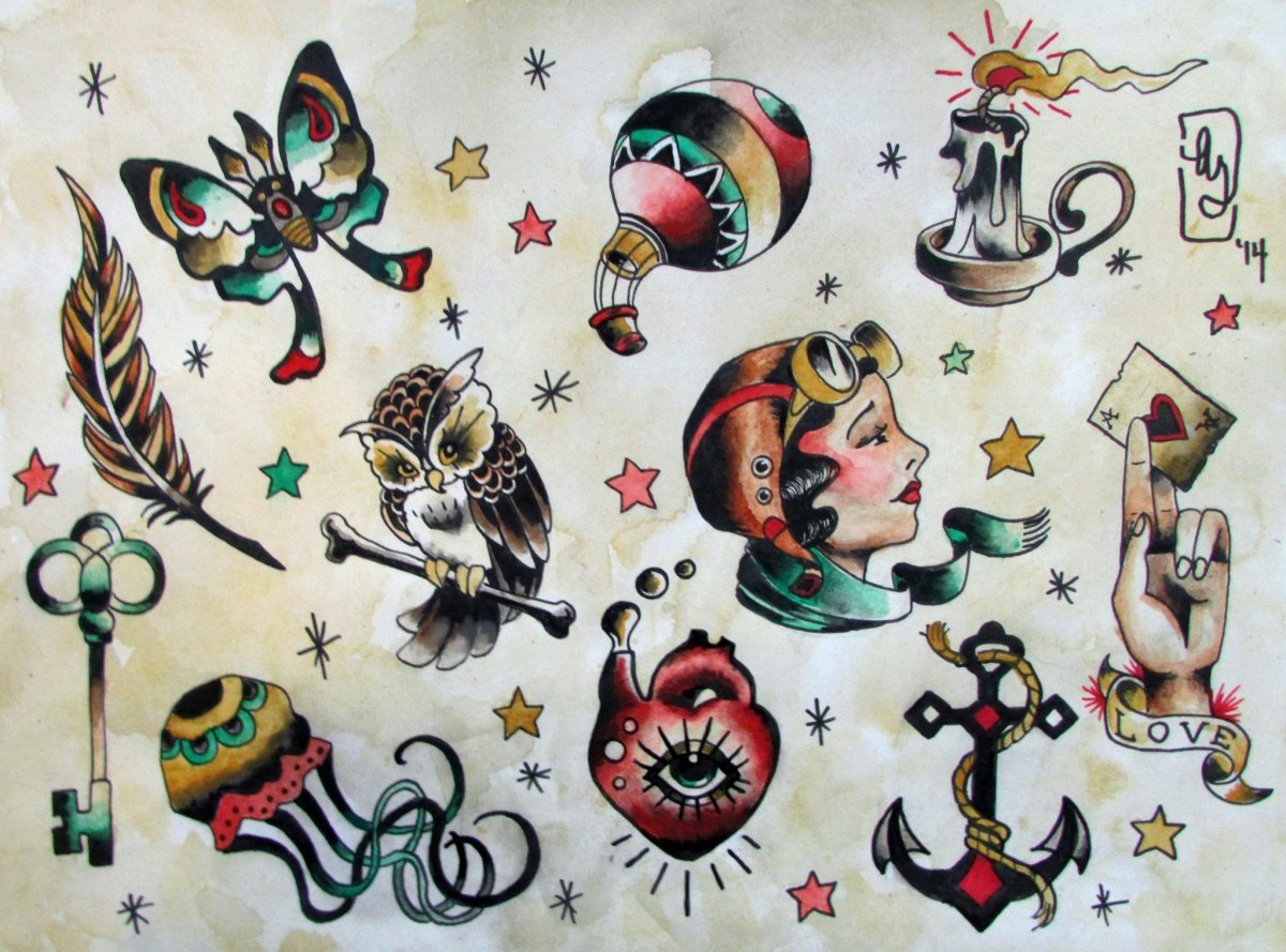 Тату традиционный олдскул