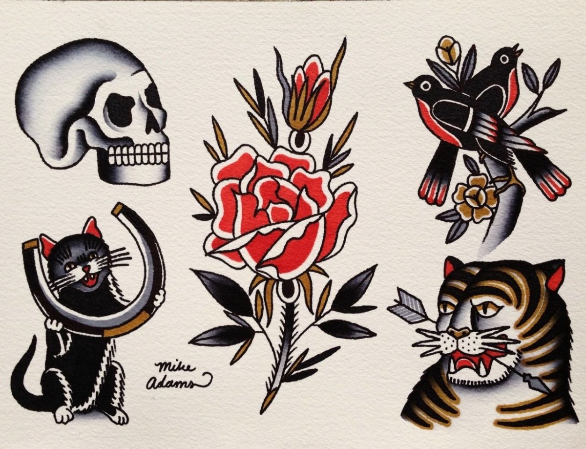 Тату в стиле традишнл черные