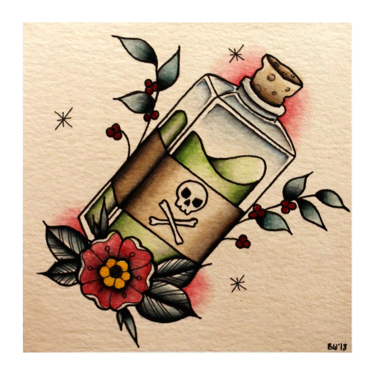 Тату Олд скул бутылка