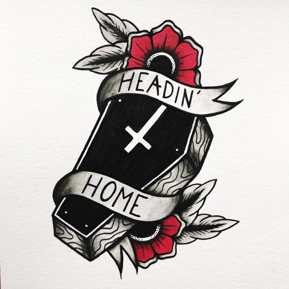 Гроб тату Олд скул