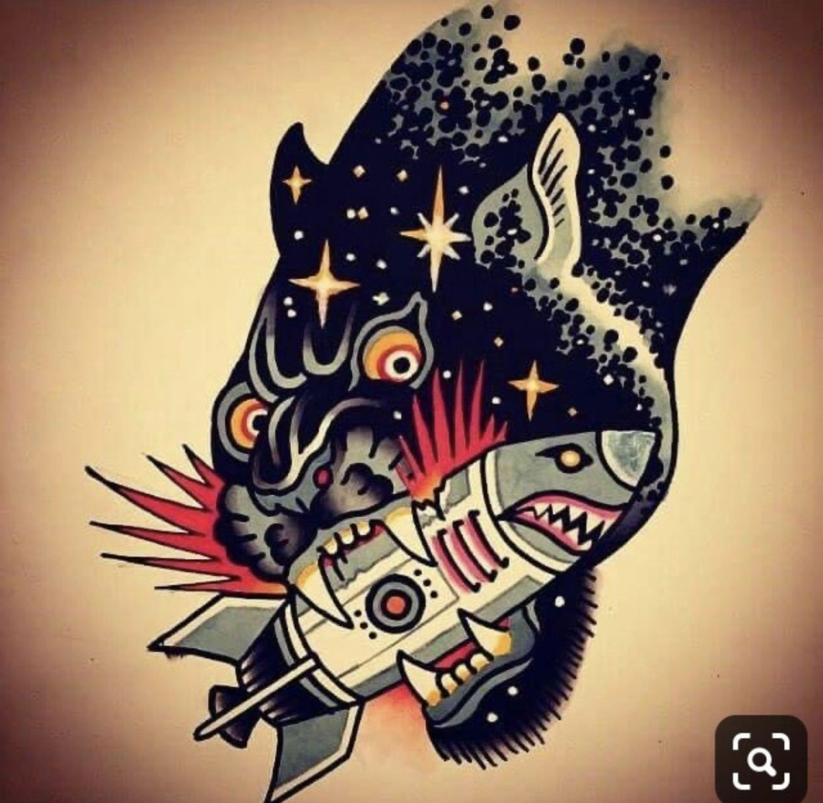 Тату кот олдскул
