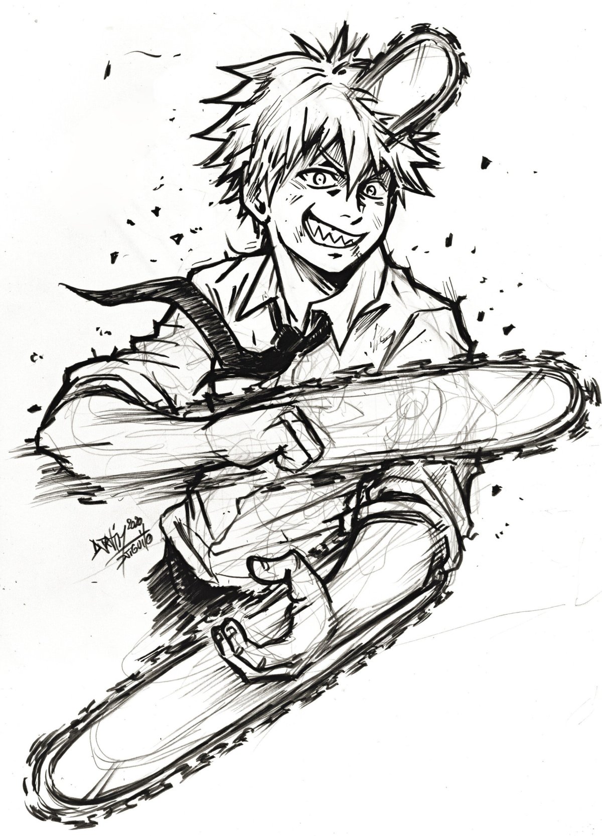 Человек бензопила тату эскизы