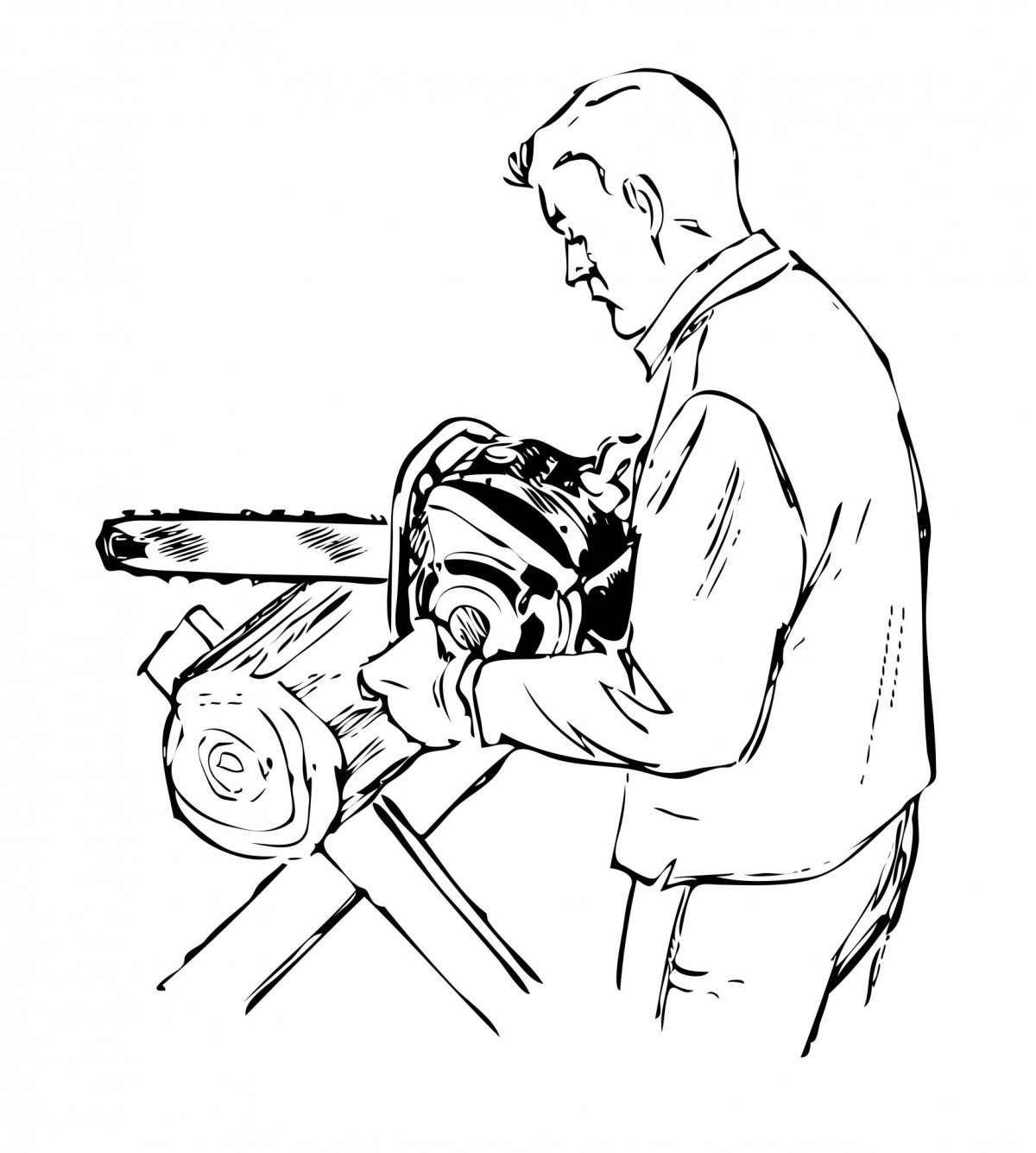 Человек бензопила рисунок