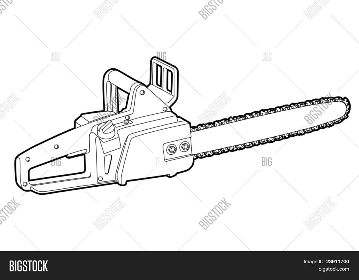 Черно белый рисунок человека бензопилы