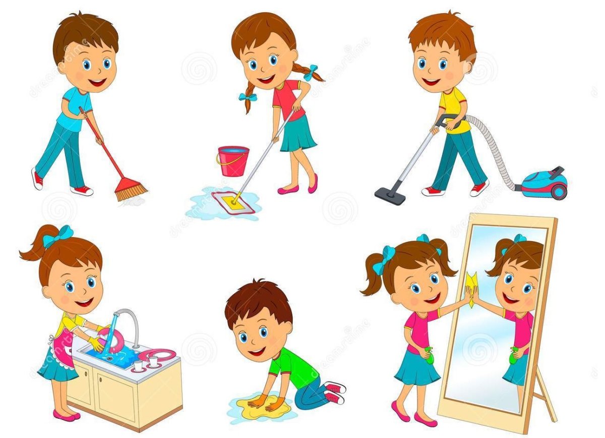 Дети убираются для детей на прозрачном фоне