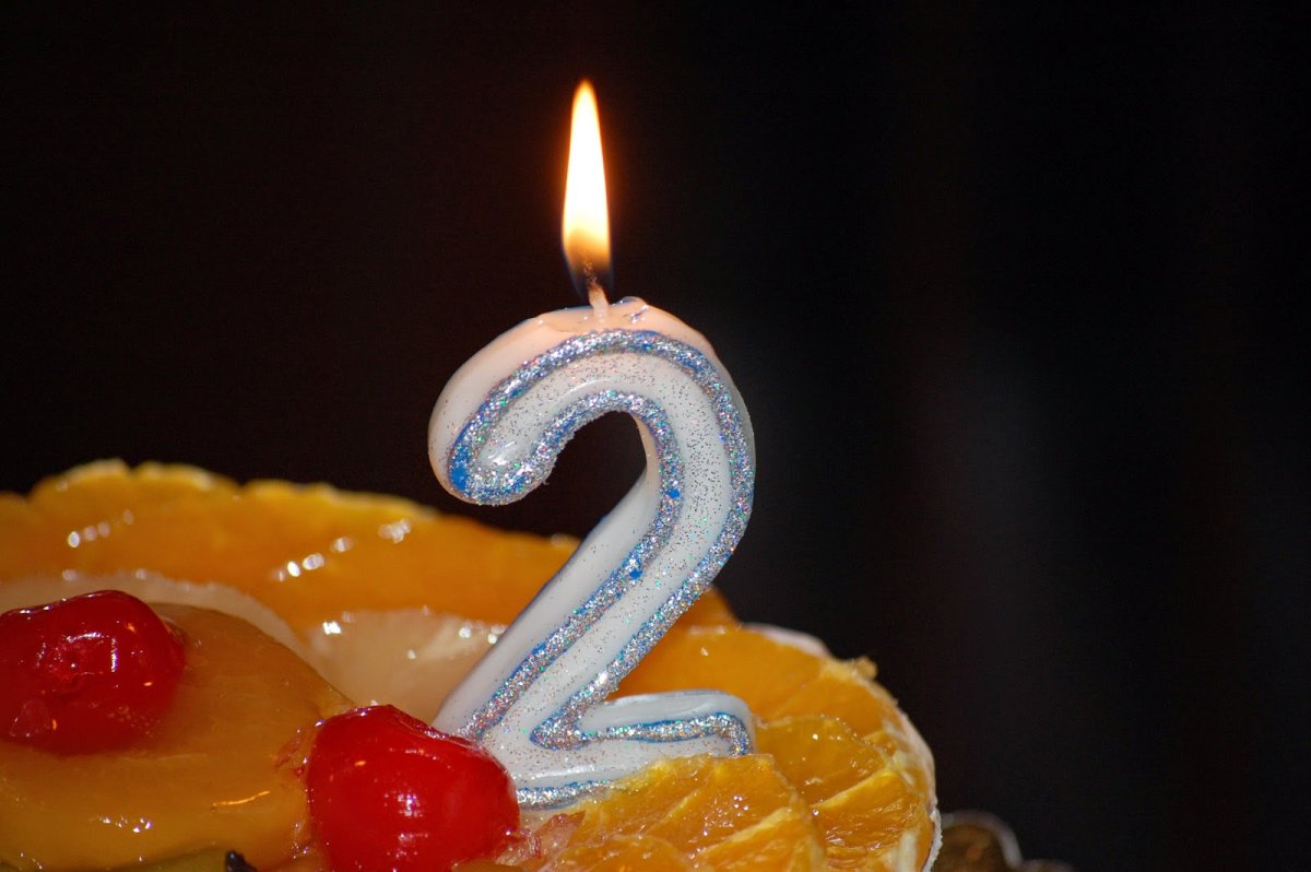 Тортик с 2 свечками