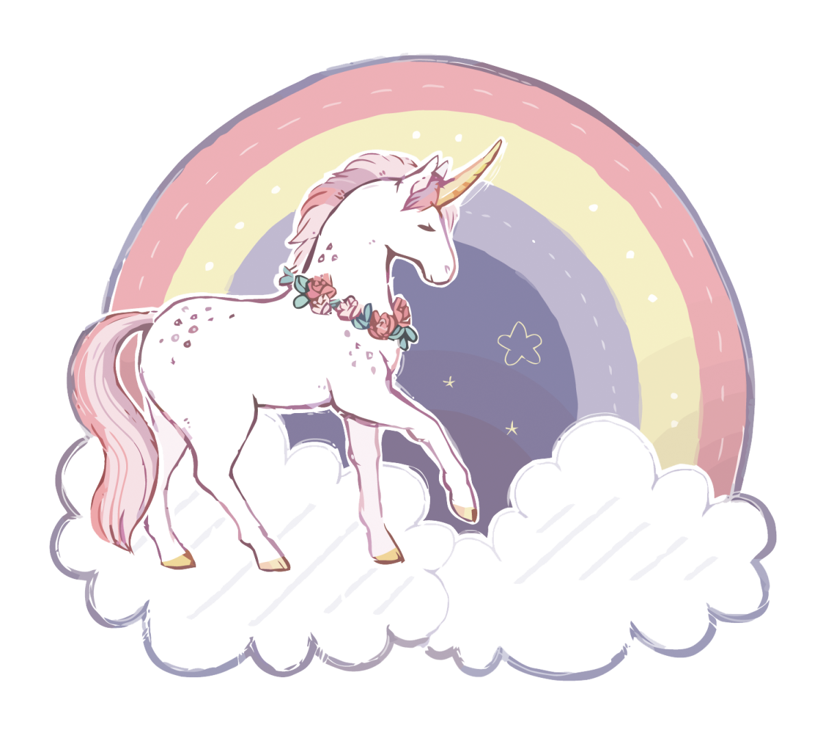 Единорог с розовой гривой