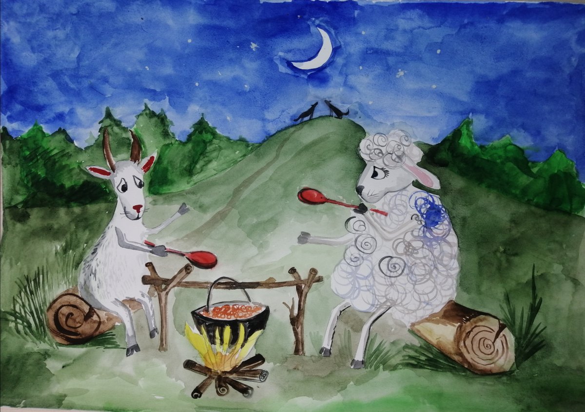 Рисунок на тему Габдулла Тукай коза и баран