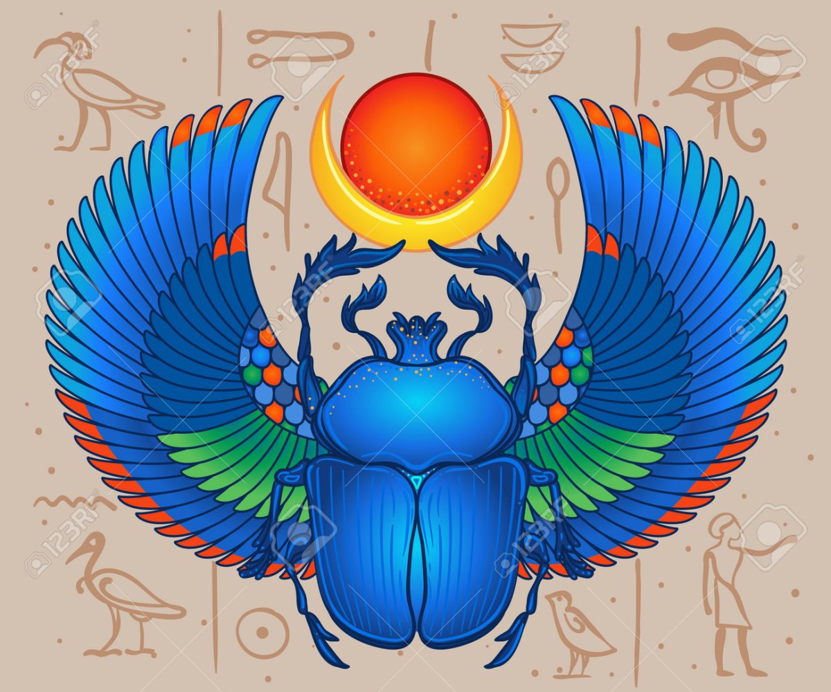 Сфинкс с жуком скарабеем рисунок