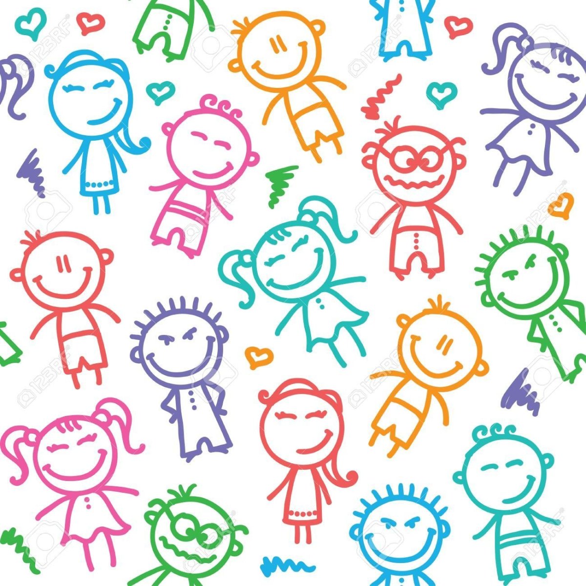 Фон с детьми нарисованными