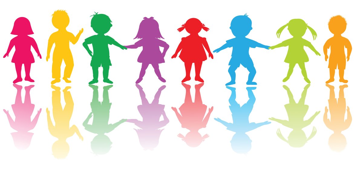Разноцветные силуэты детей